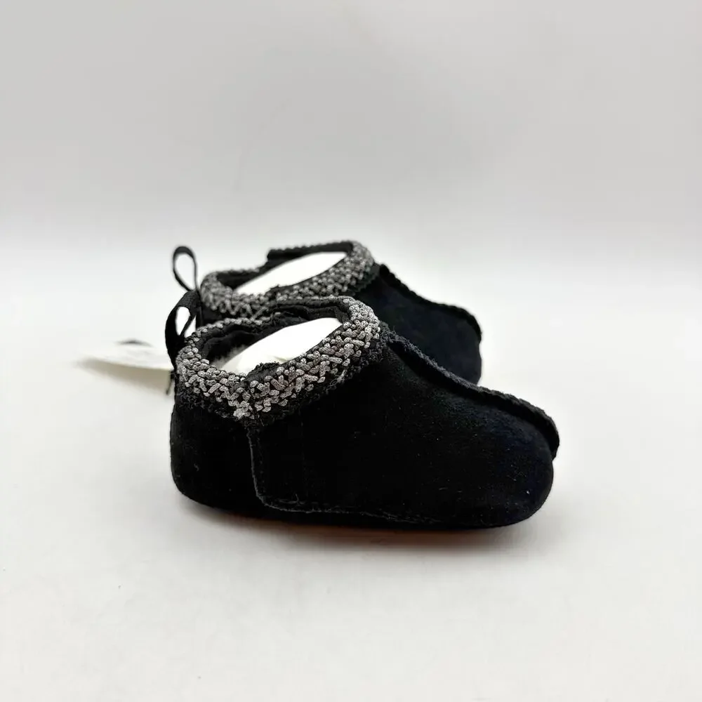 UGG Baby Tasman Slippers US 0/1 XS Black Suede NIB